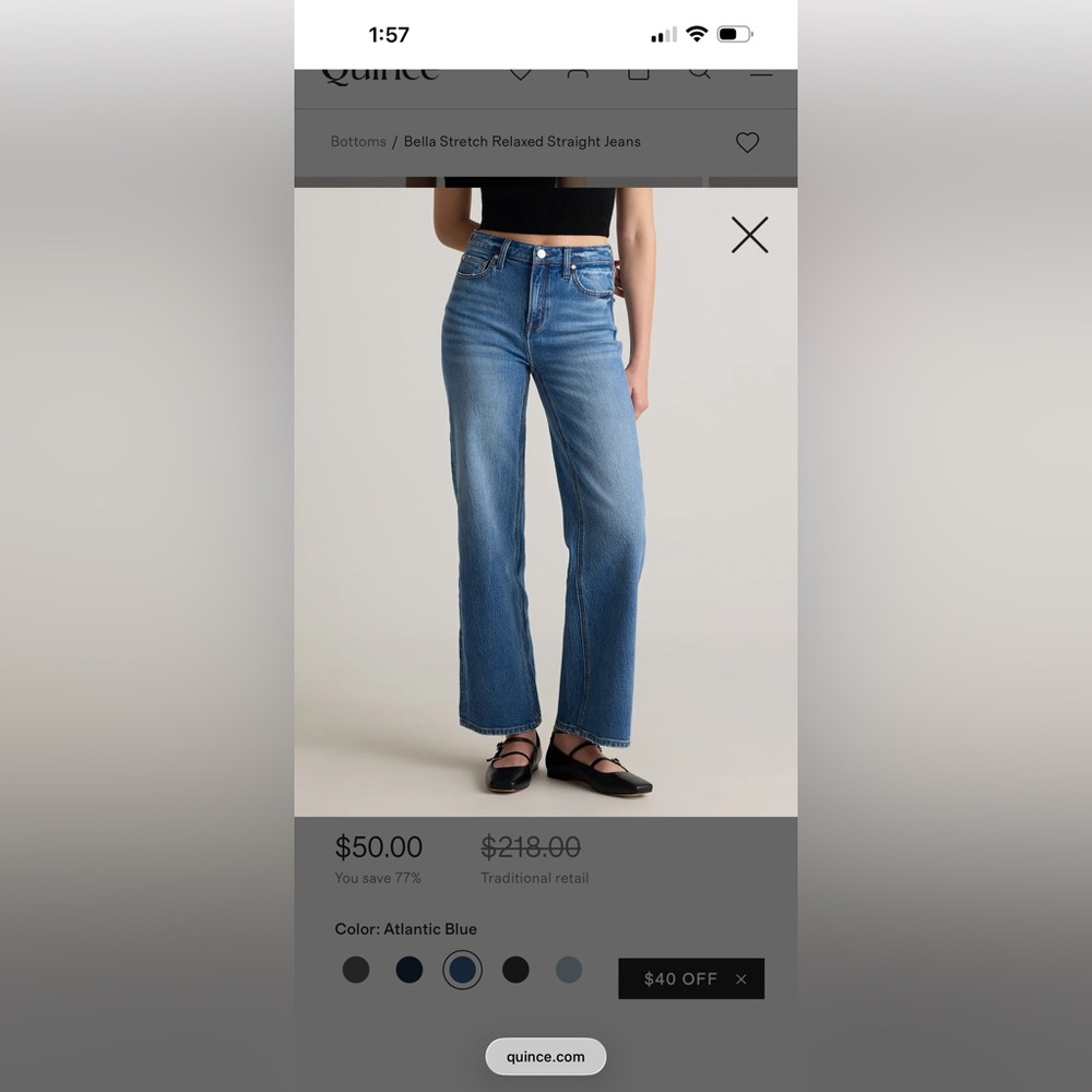 Quince Bella Stretch Relaxed Jeans in Atlantic Blue